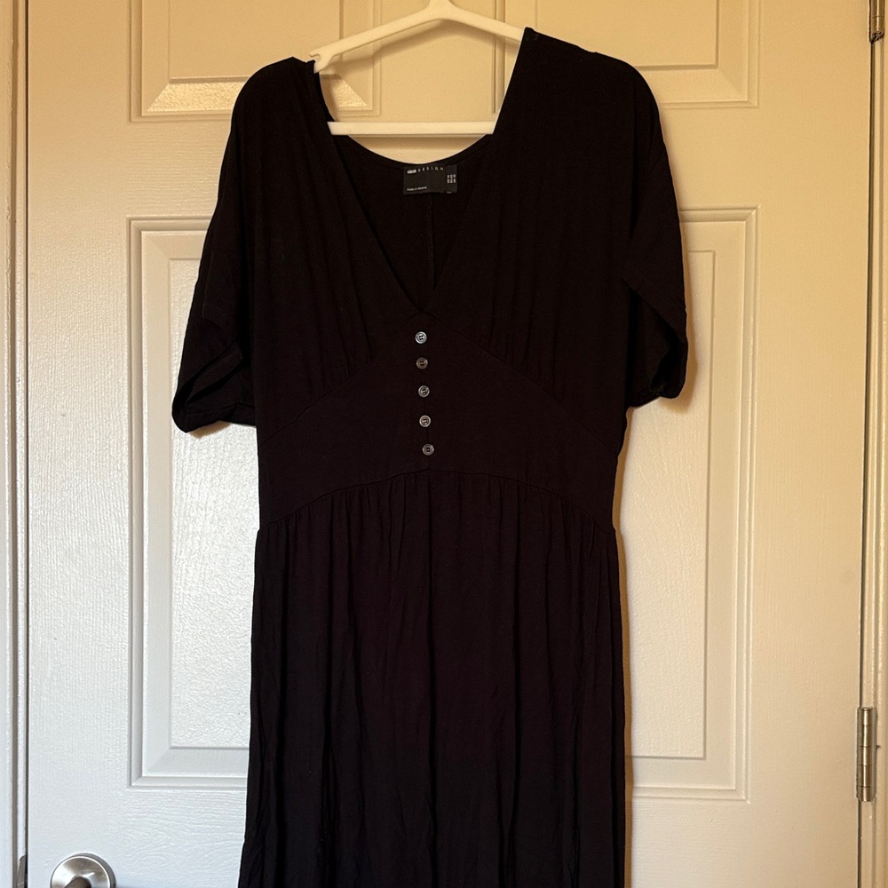 Asos Black short Sleeve Long Dress